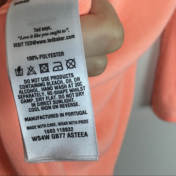 TED BAKER Asteea coral orange long sleeve top SZ 1 - Picture 5 of 6